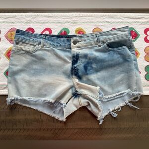 The Limited Light Blue Frayed Jean Shorts